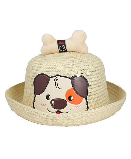 Kidofash Dog Face Patched Hat - Beige