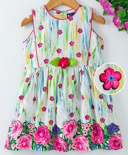 Enfance Core Flower Print Sleeveless Dress - Pink