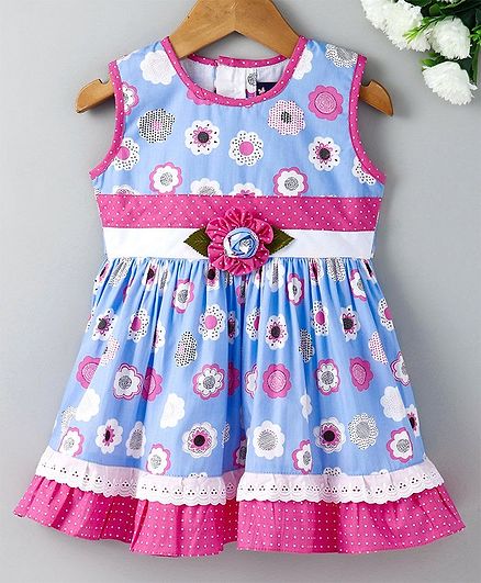 Enfance Core Flower Print Sleeveless Dress - Pink