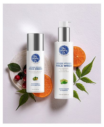 the moms co. Natural Vita Rich Day Hydration Bundle (Face wash and Face Cream)