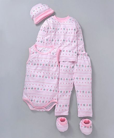 MFM Printed 5 Piece Printed Clothing Set - Pink