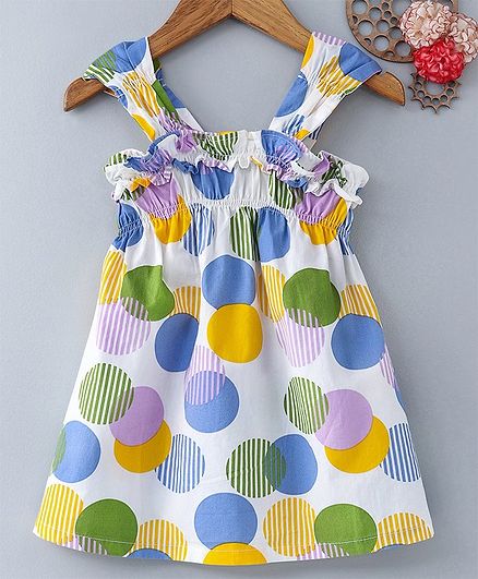 UCB Sleeveless Circle Printed Frock - Multicolour