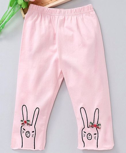 Meng Wa Full Length Lounge Pant Bunny Embroidered - Pink