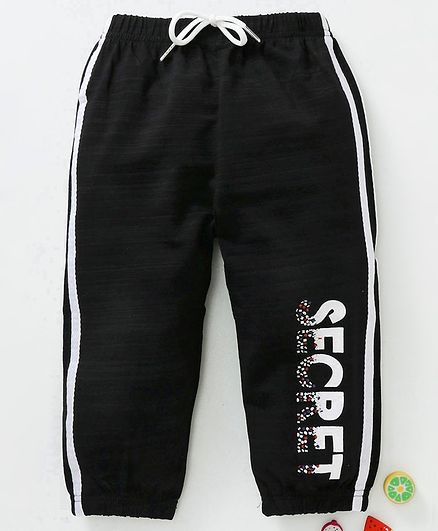 Meng Wa Full Length Lounge Pant Text Print - Black