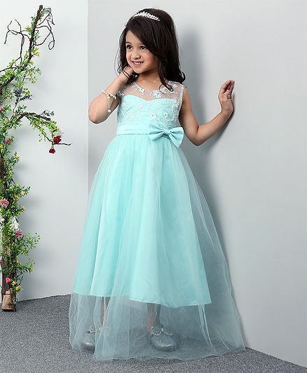 Mark & Mia Sleeveless Party Wear Frock Floral Embroidery - Green