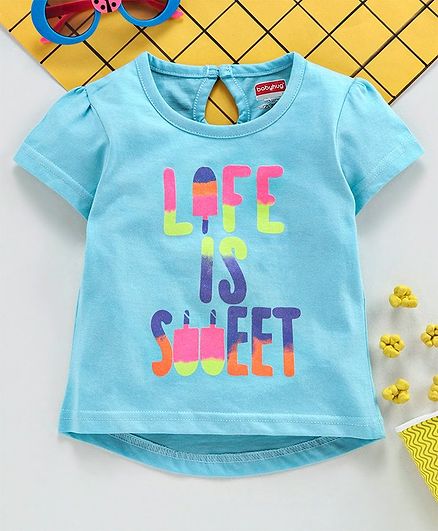 Babyhug Half Sleeves T-Shirt Text Print - Blue