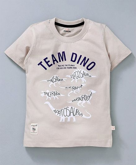 Olio Kids Half Sleeves Tee Team Dino Print - Cream