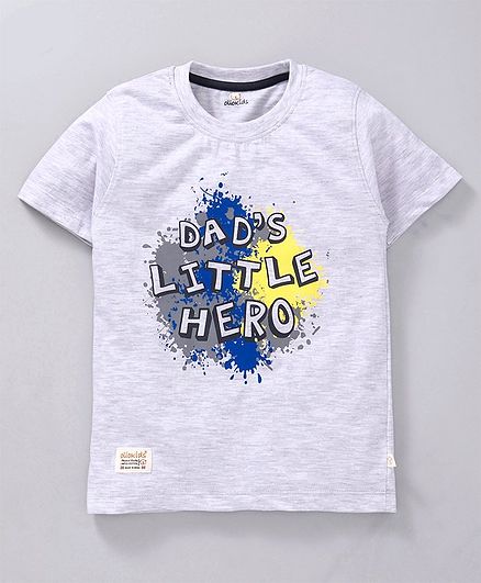 Olio Kids Half Sleeves Tee Little Hero Print - White