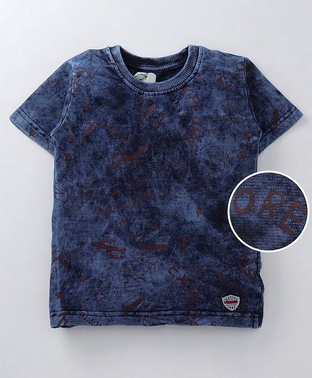 Olio Kids Half Sleeves Printed Tee - Blue Red