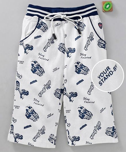 Olio Kids Bermuda Shorts Dump Truck Print - White