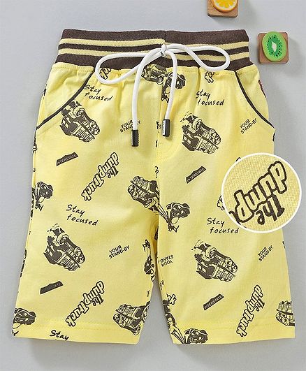 Olio Kids Bermuda Shorts Dump Truck Print - Yellow