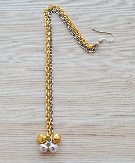 Pretty Ponytails Ghungroo Design Maang Tikka - Silver & Golden