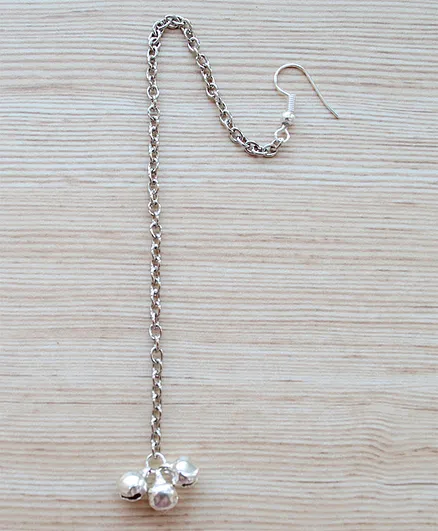 Pretty Ponytails Ghungroo Design Maang Tikka - Silver