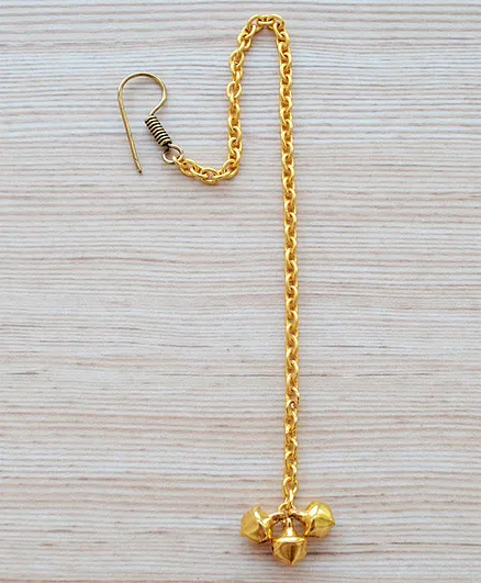 Pretty Ponytails Ghungroo Design Maang Tikka - Golden