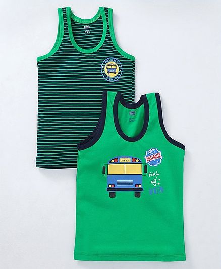 Simply Sleeveless Printed Vest Pack of 2 - Green