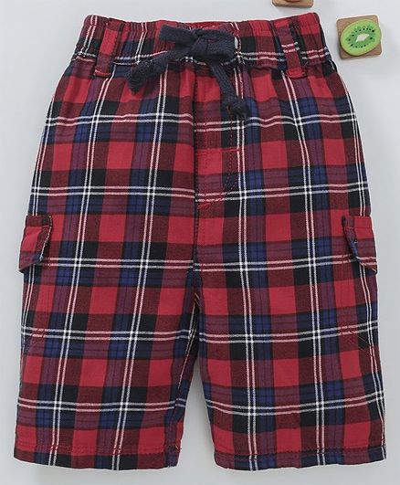 Olio Kids Tartan Bermuda Shorts - Red Blue