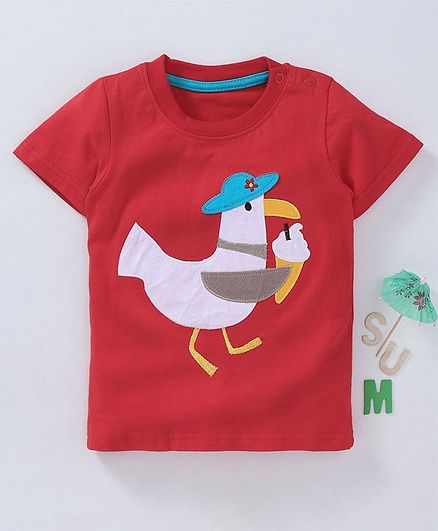 Kookie Kids Half Sleeves Tee Chicken Patch - Red