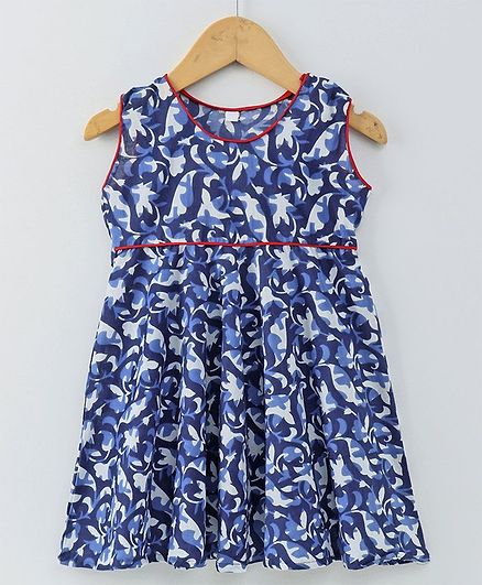 Kidcetra All Over Paisley Printed Sleeveless Dress - Blue