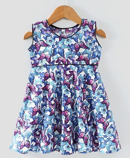 Kidcetra All Over Butterfly Printed Sleeveless Dress - Blue
