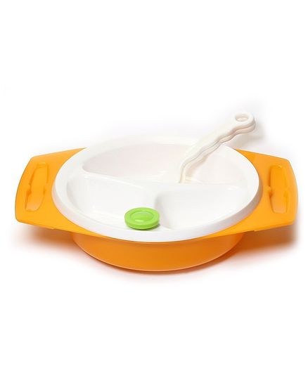 Rikang Insulated Bowl With Spoon & Fork - Orange White