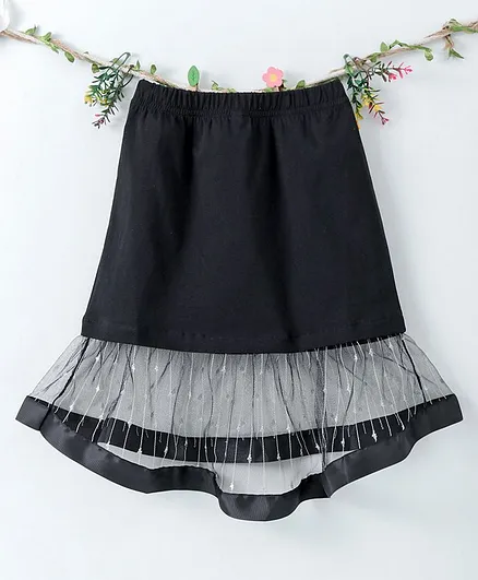 Lekeer Kids Solid Color Party Wear Skirt - Black