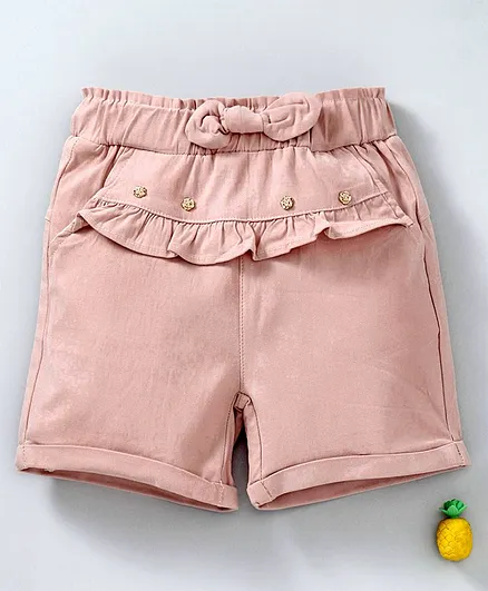 TBB Elastic Waist Shorts Ruffle Detail - Peach
