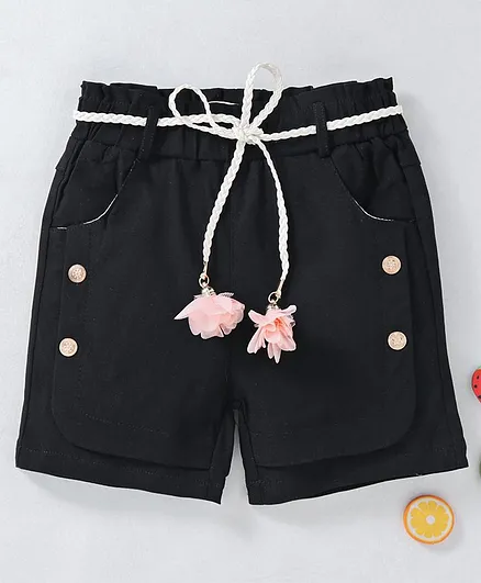 TBB Elasticated Waist Shorts With Belt - Black