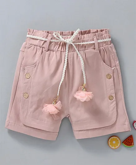 TBB Elasticated Waist Shorts With Belt - Pink