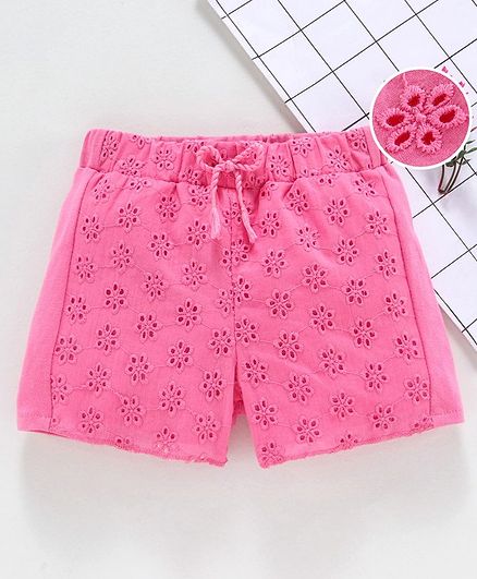Babyhug Hakoba Pattern Shorts - Pink