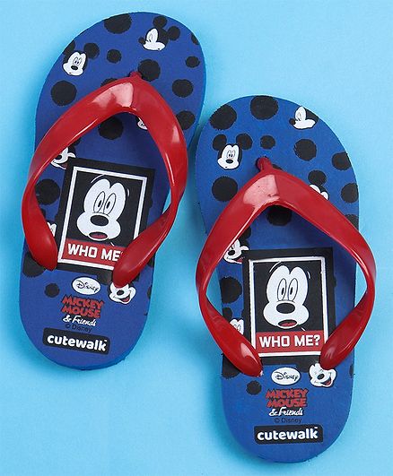 Cute Walk by Babyhug Mickey Mouse Flip Flops - Blue