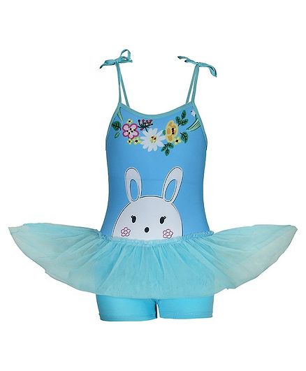 Passion Petals Sleeveless Swimwear Bunny Print - Blue