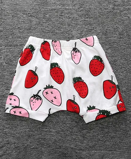 Little Palz Berries Print Shorts - White & Red
