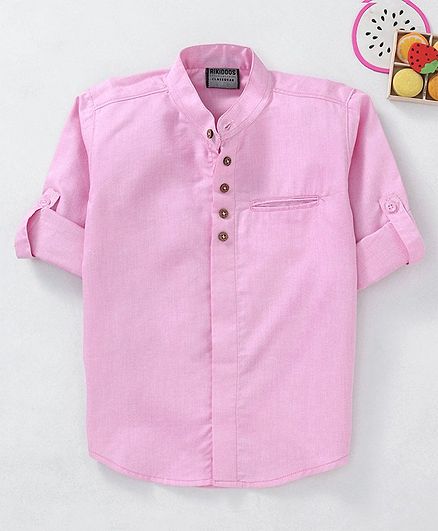 Rikidoos Solid Full Sleeves Shirt - Pink