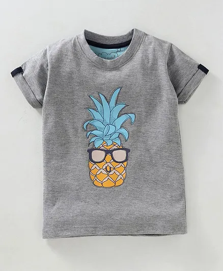 Kid Studio Pineapple Printed Half Sleeves T-Shirt - Grey