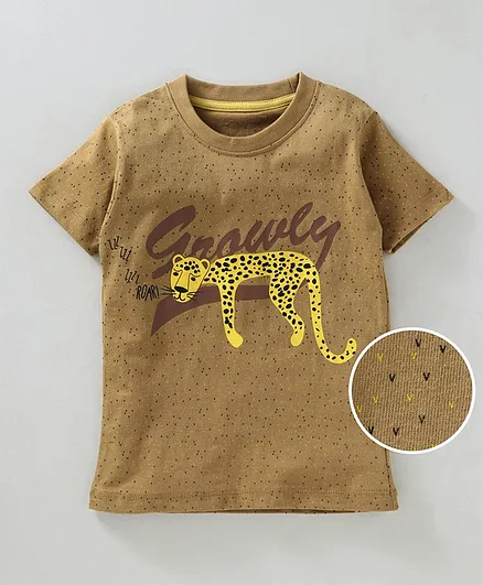 Kid Studio Cheetah Printed Half Sleeves T-Shirt - Brown