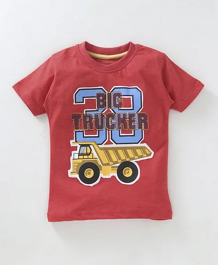 Kid Studio Truck Print Half Sleeves T-Shirt - Red