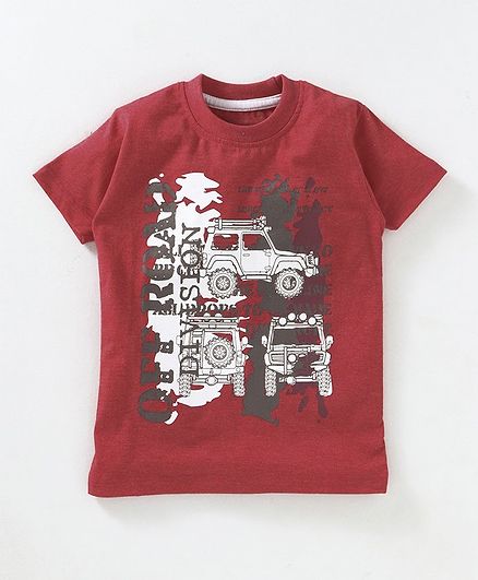 Kid Studio Jeep Printed Half Sleeve T-Shirt - Red