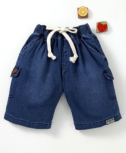Olio Kids Denim Shorts With Drawstring - Blue
