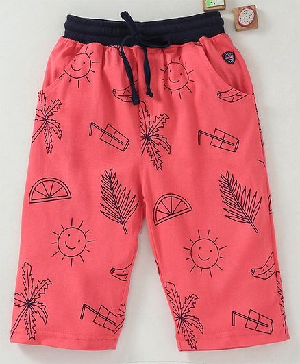 Olio Kids Bermuda Shorts Summer Print - Coral