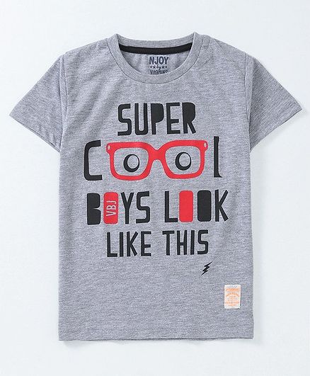 Vitamins Half Sleeves Tee Super Cool Print - Grey