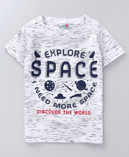 Ventra Half Sleeves Explore Space Print Tee - Light Grey