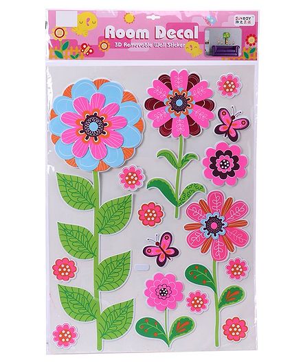 Flowers & Butterflies Wall Stickers - Pink