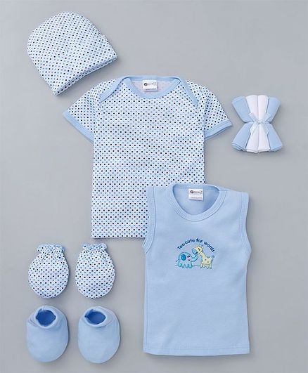 Montaly Clothing Gift Set Animal Print Pack of 9 - Blue White