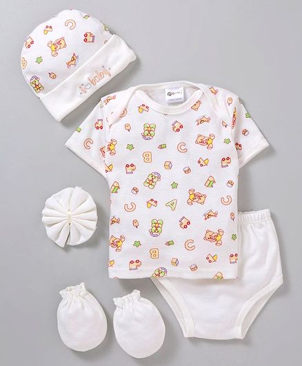 Montaly Gift set Allover Print 5 pcs - Cream