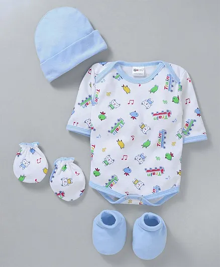 Montaly 4 Piece Gift Set Allover Print - Blue