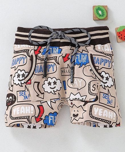 Olio Kids Shorts Chat Bubble Print - Beige