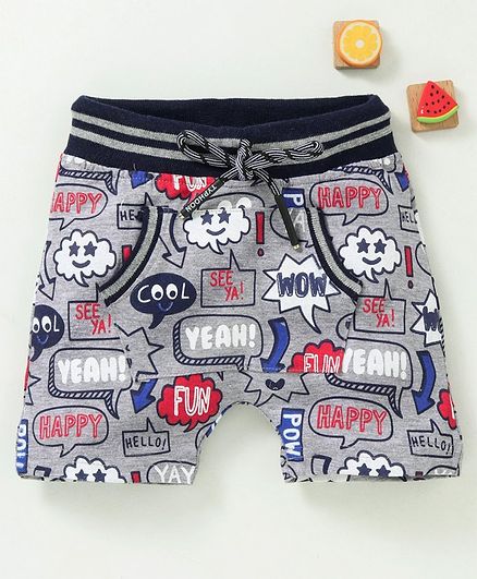 Olio Kids Shorts Chat Bubble Print - Grey