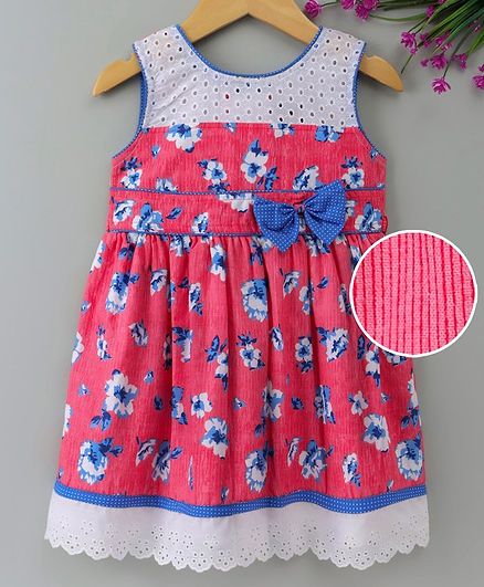 Enfance Core Flower Print Sleeveless Dress - Peach