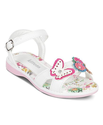 Kittens Shoes Butterfly Applique Sandals - White