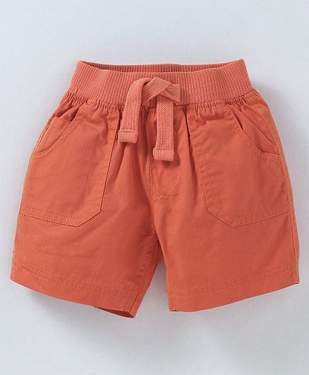 Cucumber Elastic Waist Solid Shorts - Peach